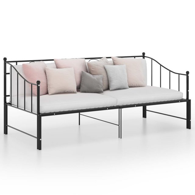 vidaXL Gästebett Ausziehsofa Bettgestell Schwarz Metall 90x200 cm Einzelbet günstig online kaufen