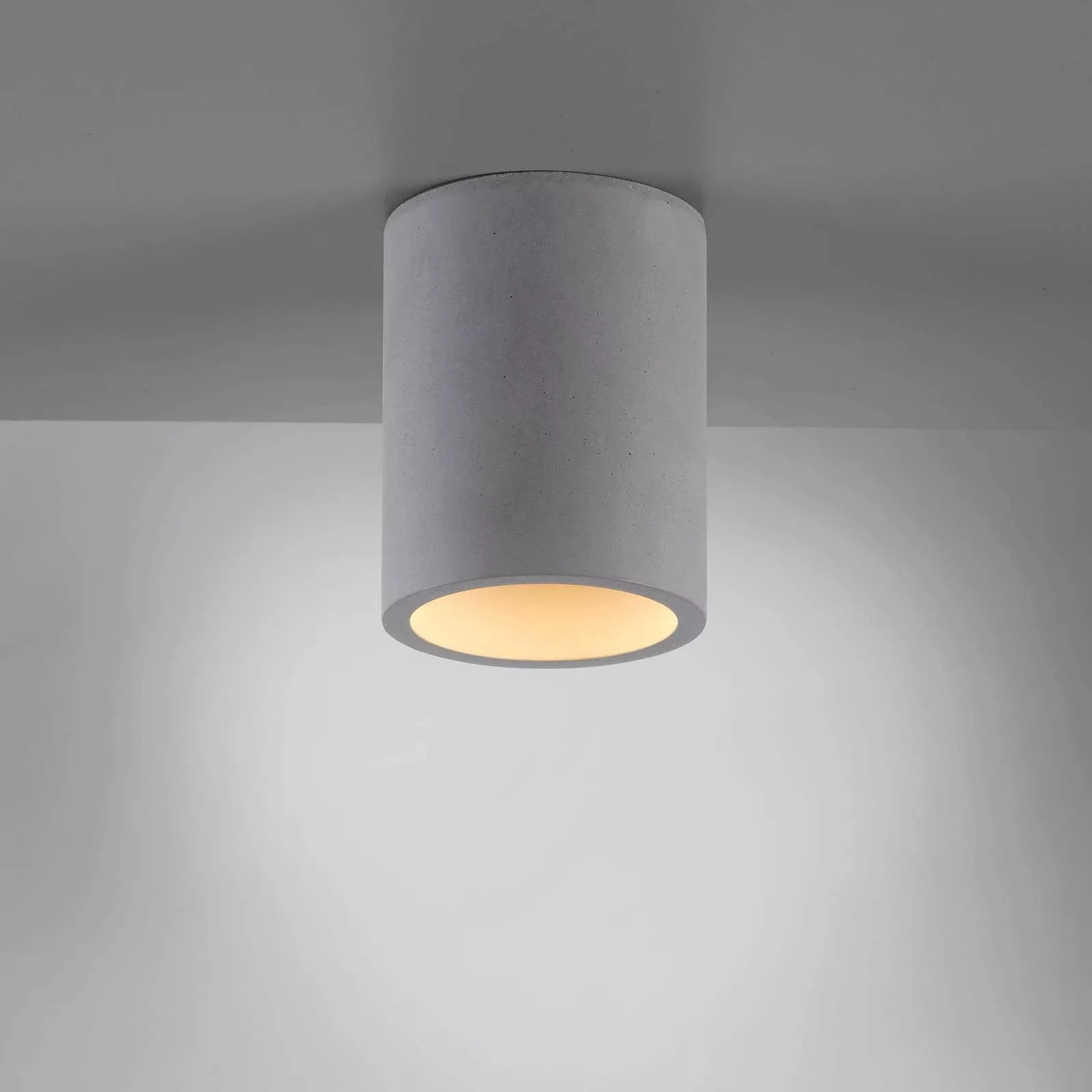 Paul Neuhaus Deckenlampe Eton, grau, Beton, Ø 11 cm, GU10 günstig online kaufen