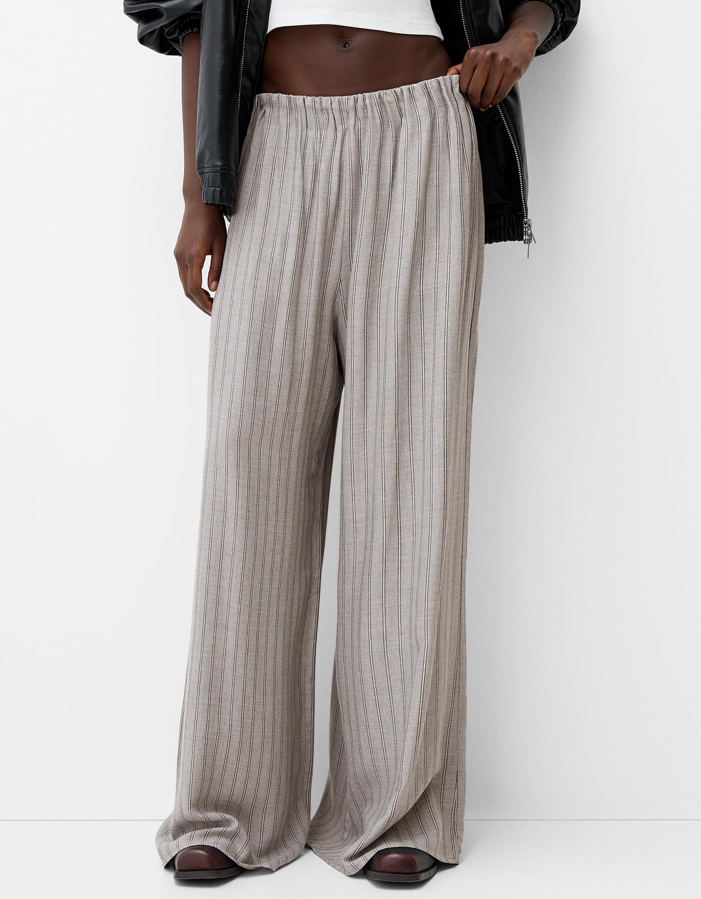 Bershka Wide-Leg-Hose Damen M Grau günstig online kaufen