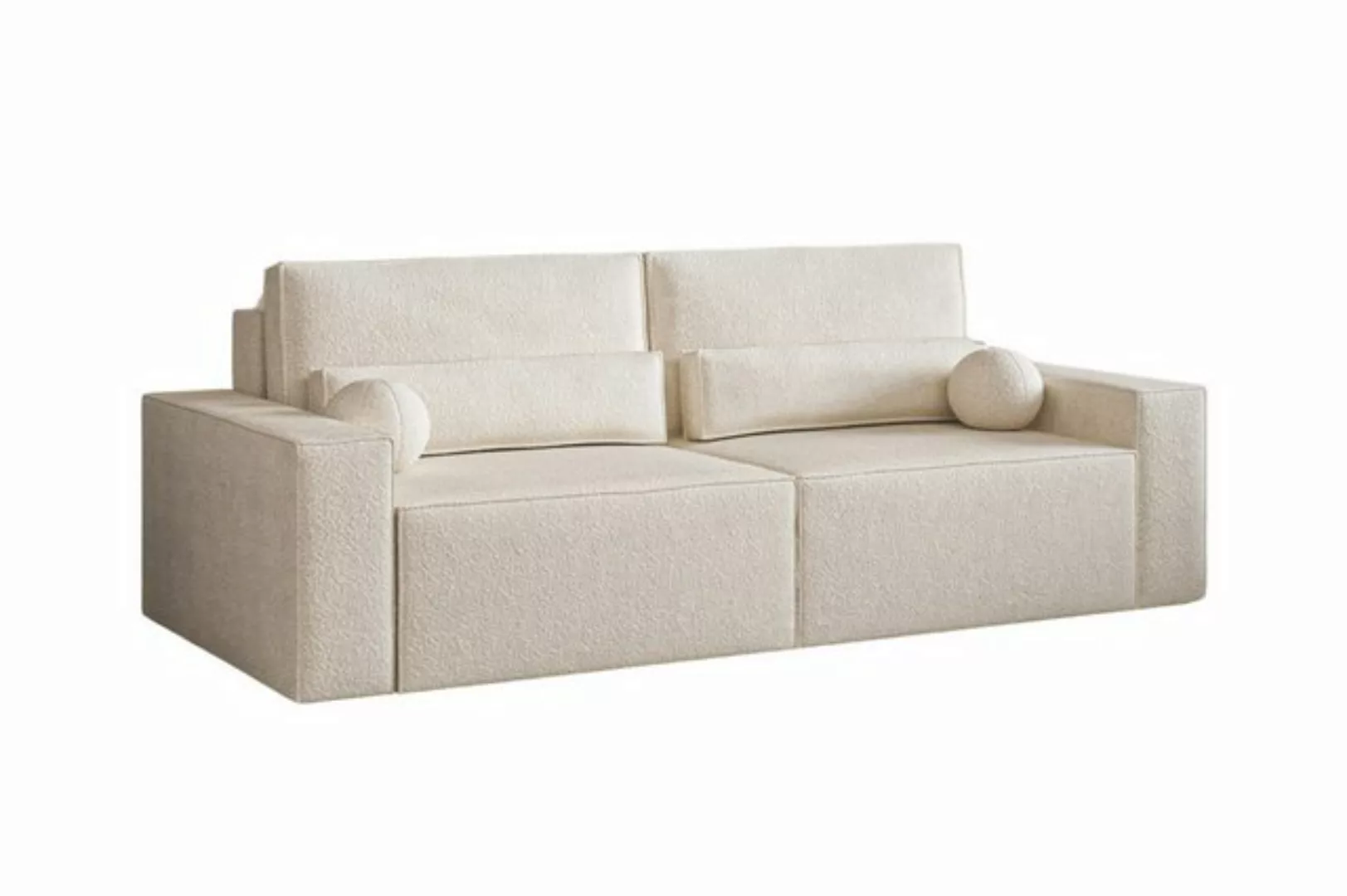 MOEBLO Sofa Denver mini aus Bouclé, Stilvolles Sofa mit Schlaffunktion in B günstig online kaufen