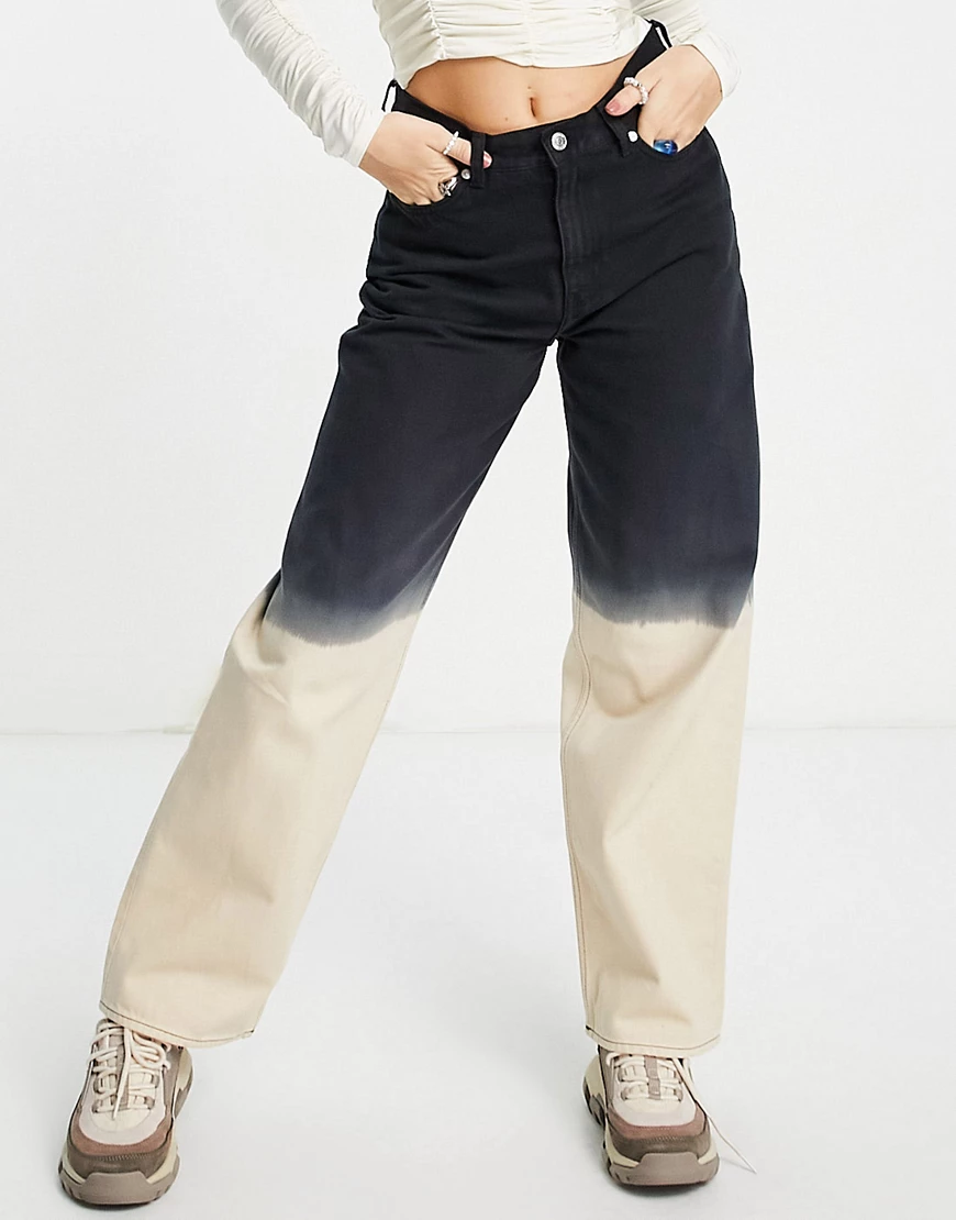 Weekday – Rail – Jeans mit geradem Beinschnitt in Beige mit Farbverlauf in günstig online kaufen