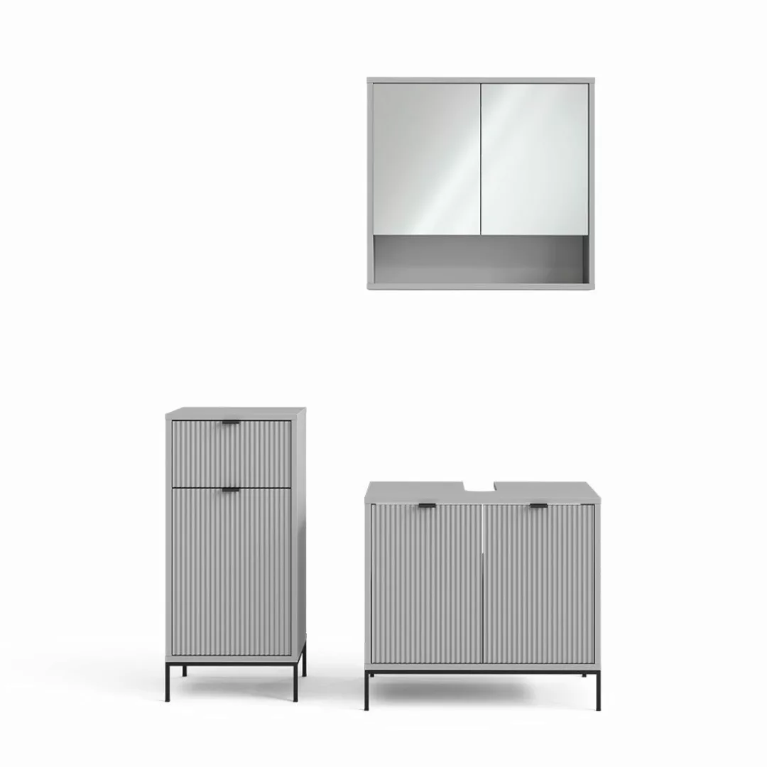 Vicco Badmöbel-Set Eliza, Grau, 3 Teile, günstig online kaufen