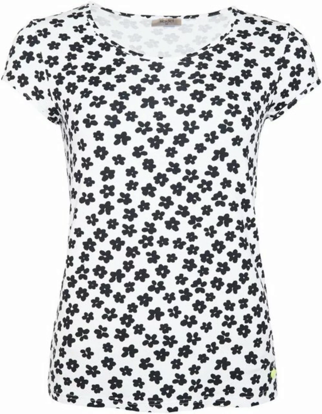 Seidel Moden T-Shirt mit Blumen-Allover-Print in Black and White, Made in G günstig online kaufen