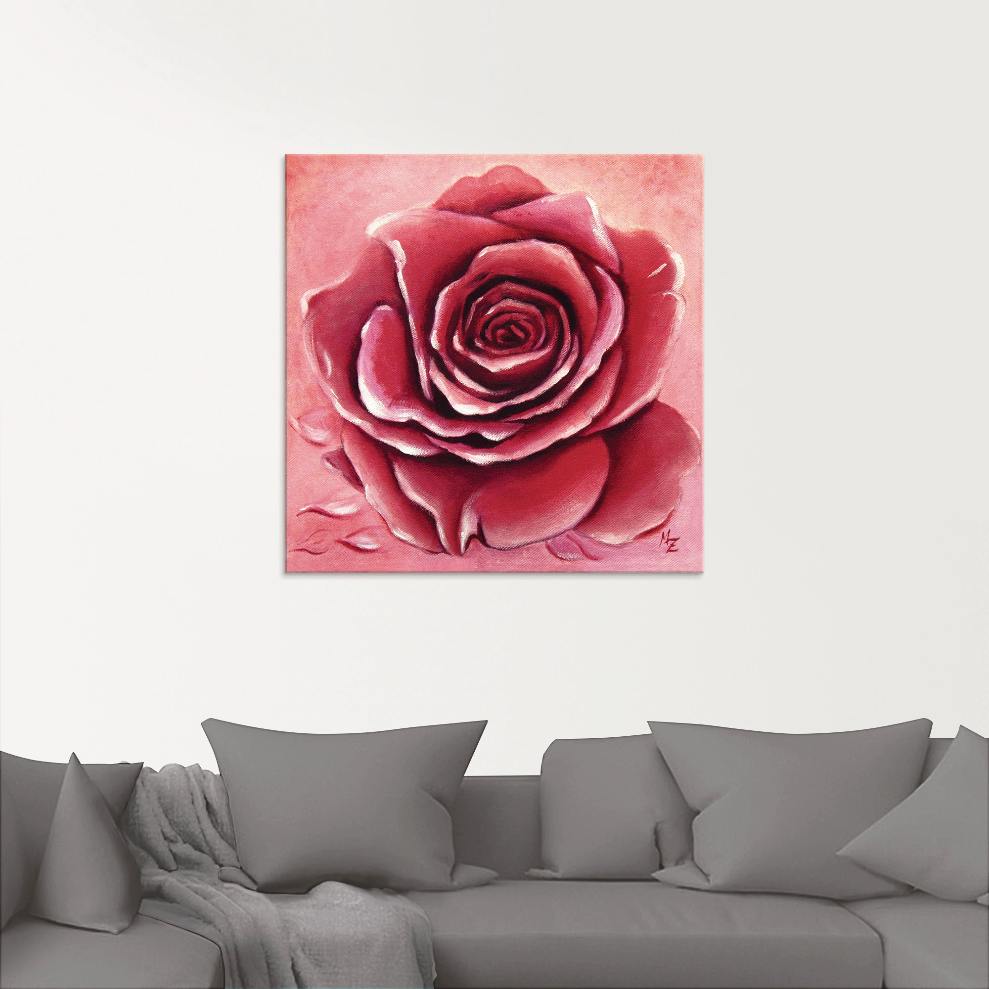 Artland Glasbild "Rote Rose handgemalt", Blumen, (1 St.), in verschiedenen günstig online kaufen