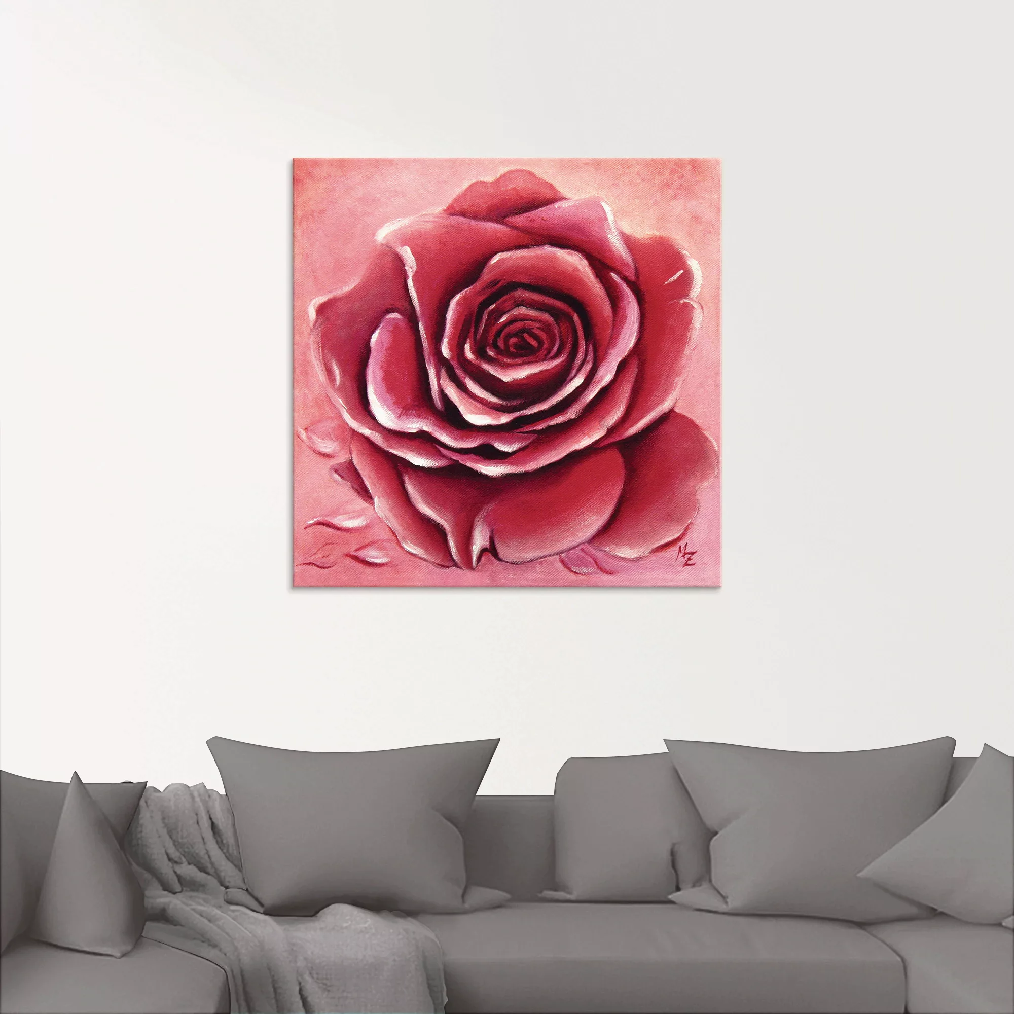 Artland Glasbild "Rote Rose handgemalt", Blumen, (1 St.), in verschiedenen günstig online kaufen