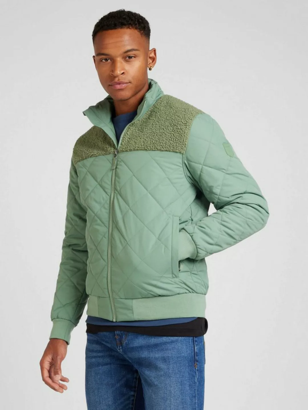 Derbe Fleecejacke Quiltholm gesteppt, Fleece im oberen Anteil, silberne Det günstig online kaufen