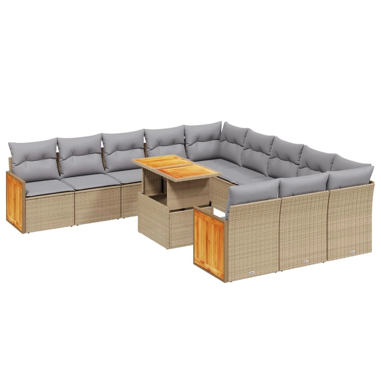 vidaXL 11-tlg Garten-Sofagarnitur mit Kissen Beige Poly Rattan Modell 194 günstig online kaufen