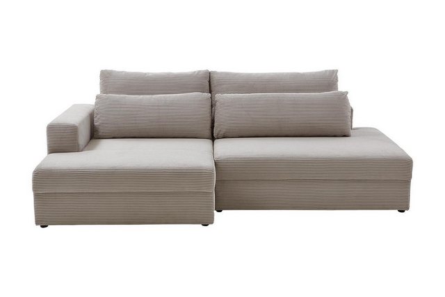 Iwaniccy Ecksofa SPLASH, Greige, Cordbezug, mit Rückenkissen, Ausziehfunkti günstig online kaufen