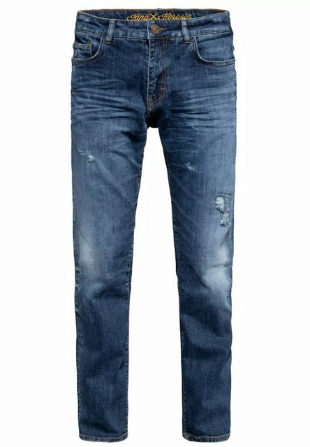 KingKerosin Gerade Jeans Robin Destroyed Bleached günstig online kaufen