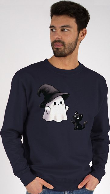 Shirtracer Sweatshirt Süßes Geister Motiv mit Katze, Halloween Katzenmotiv günstig online kaufen