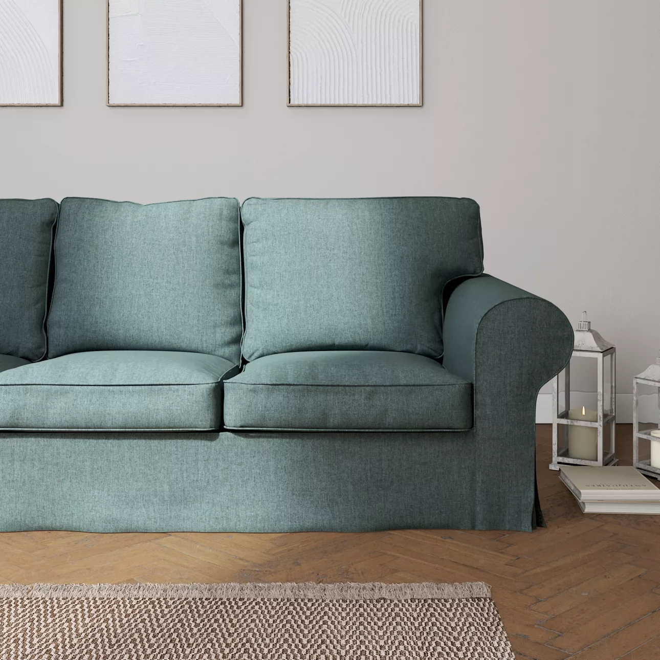 Bezug für Ektorp 3-Sitzer Schlafsofa, neues Modell (2013), grau- blau, 40cm günstig online kaufen