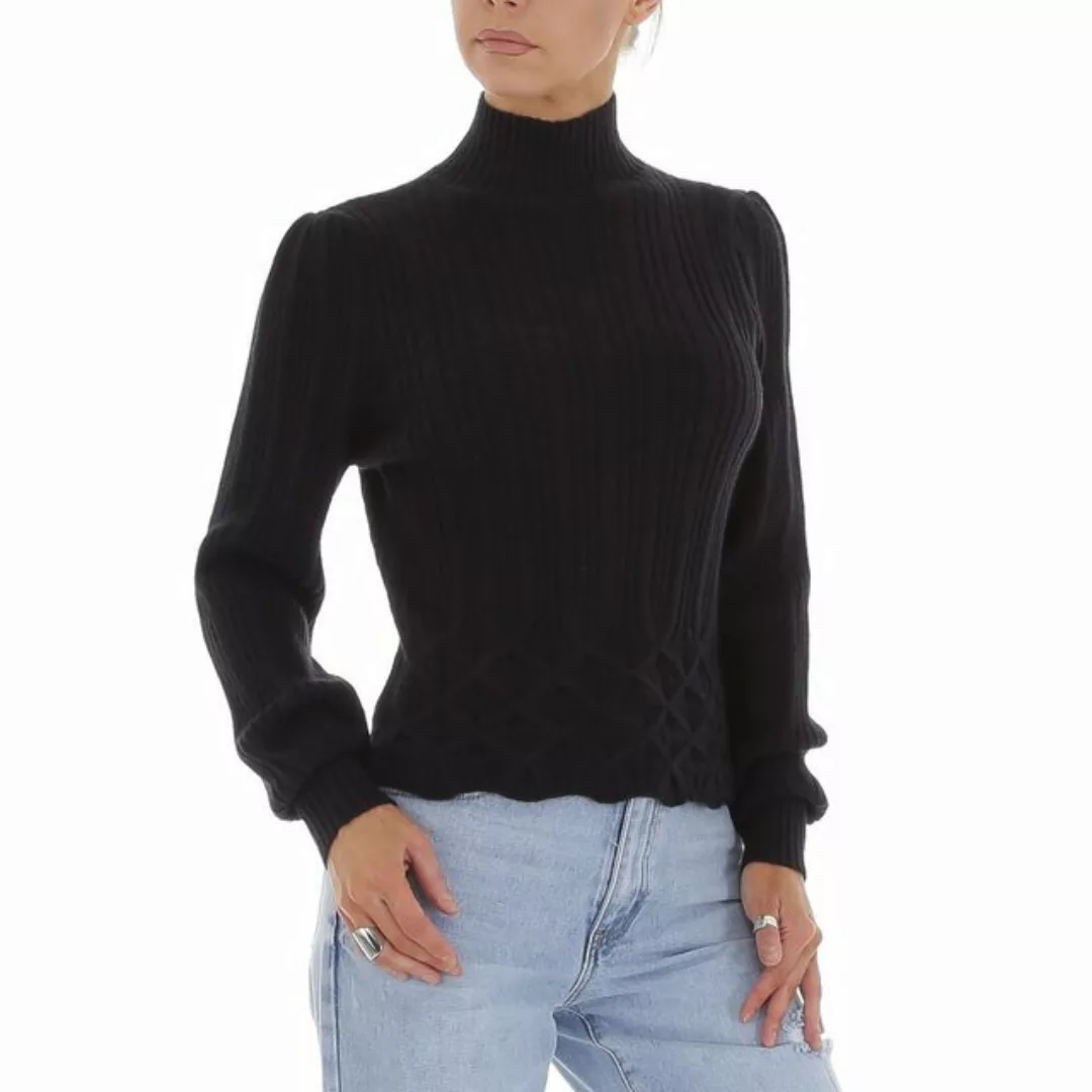 Ital-Design Strickpullover Damen Freizeit Stretch Strickpullover in Schwarz günstig online kaufen