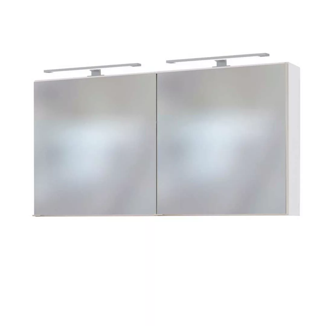 Doppelwaschtisch und Spiegel in Weiß und Wildeiche Dekor LED Beleuchtung (d günstig online kaufen