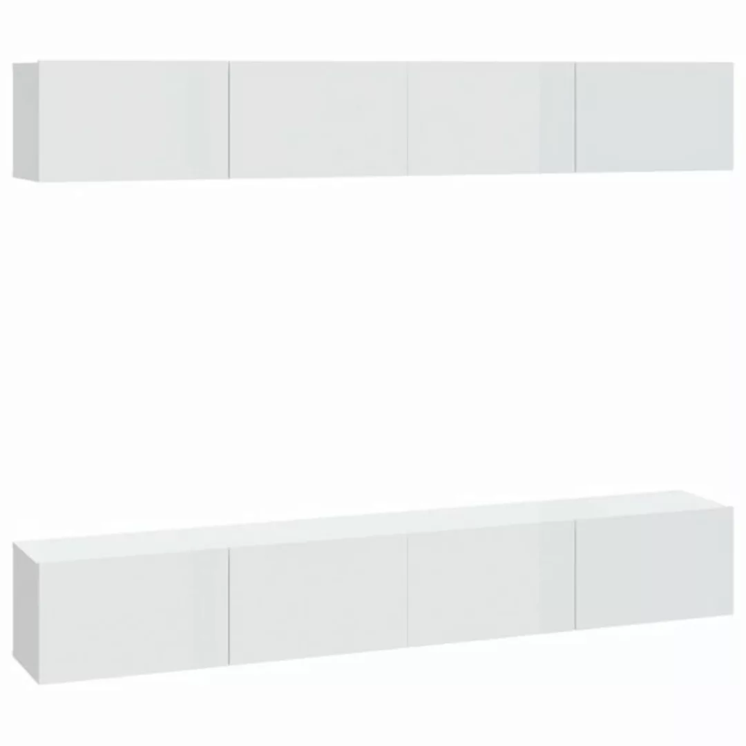 vidaXL TV-Schrank TV-Wandschränke 4 Stk Hochglanz-Weiß 100x30x30 cm Wandsch günstig online kaufen