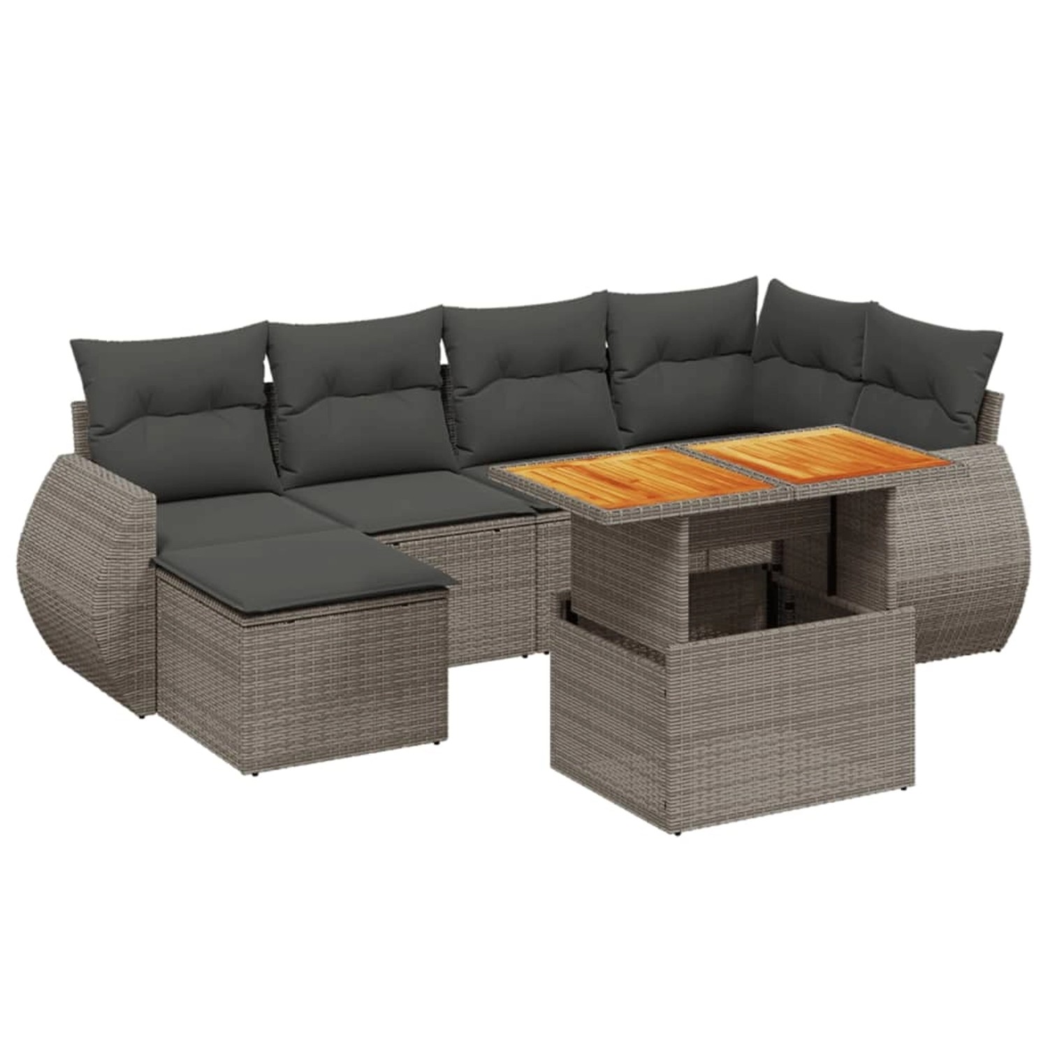 vidaXL 7-Tlg Garten-Sofagarnitur mit Kissen Grau Poly Rattan 3272299 günstig online kaufen
