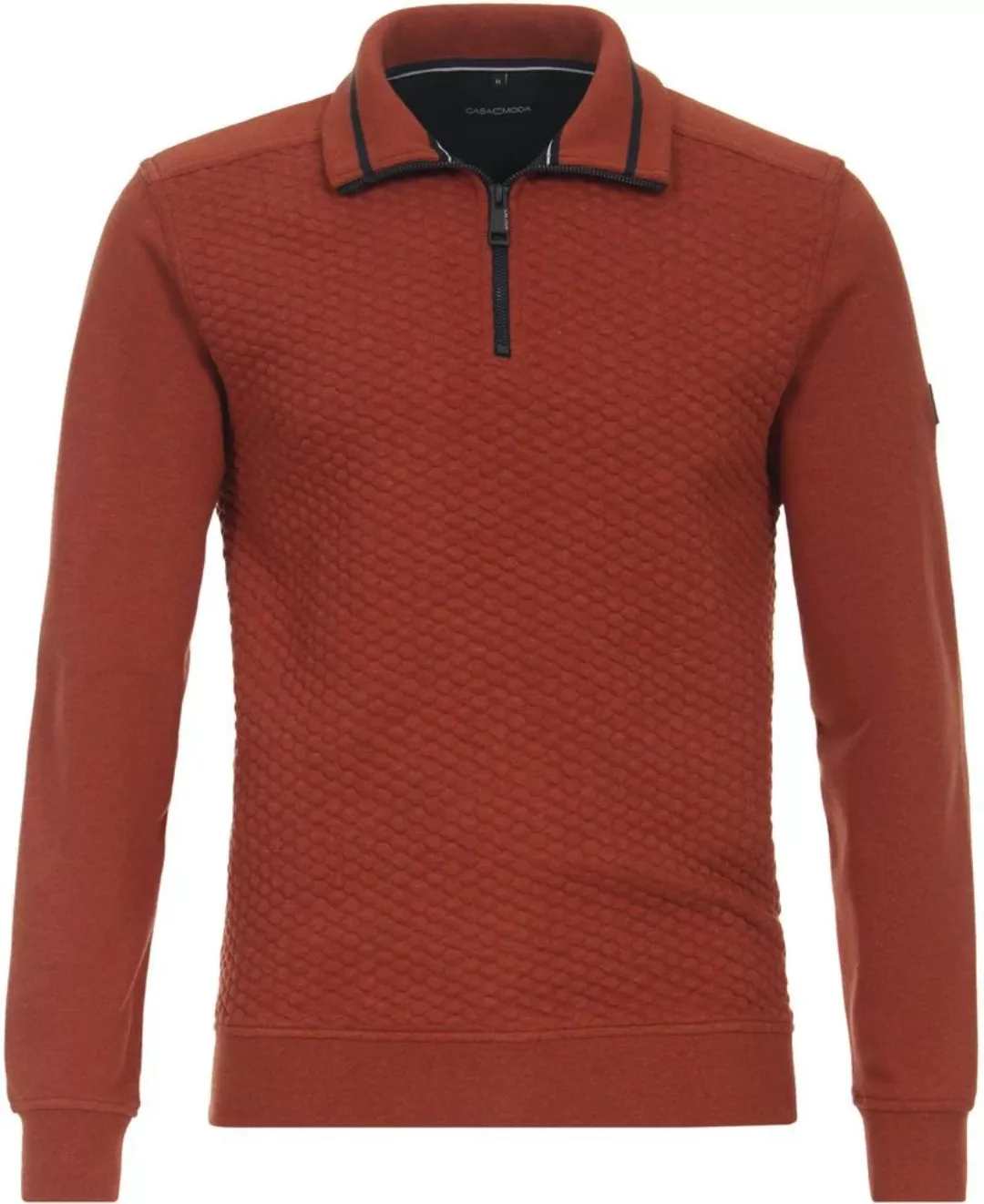 Casa Moda Halfzip Pullover Struktur Rot - Größe M günstig online kaufen