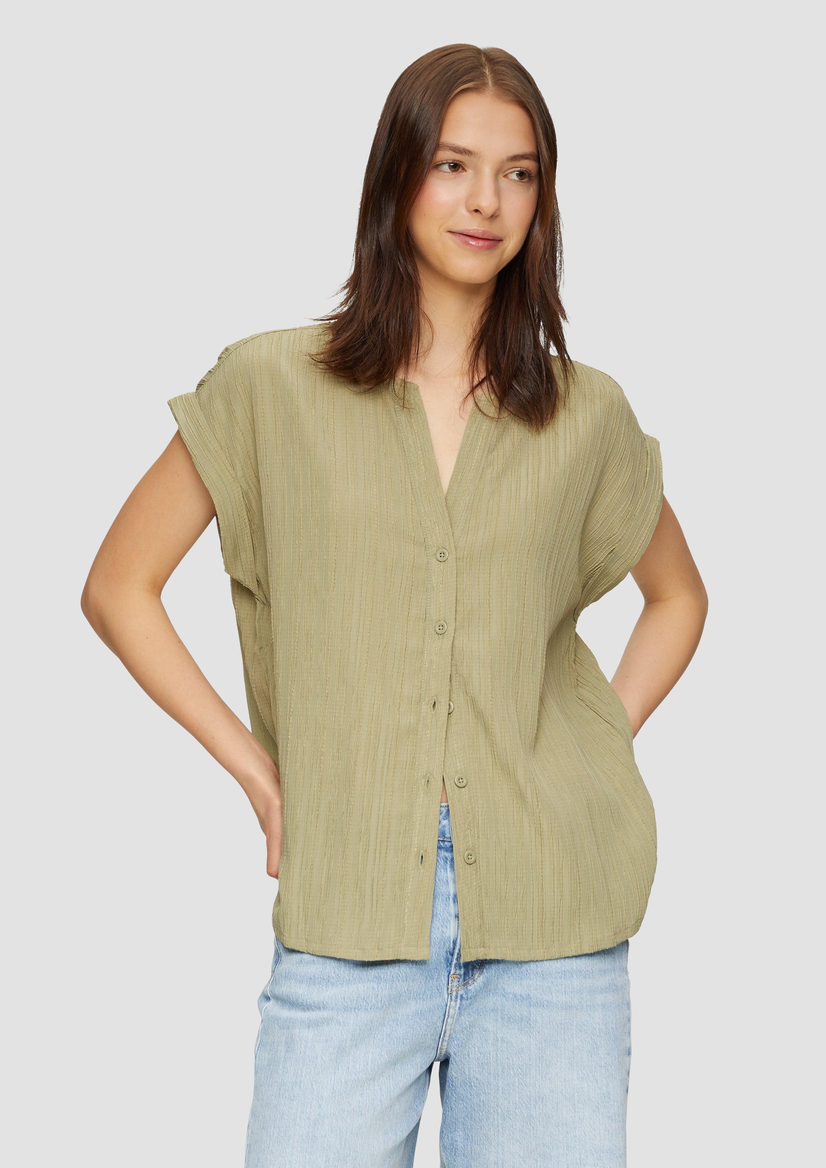 QS Kurzarmbluse Oversize-Bluse mit Strukturmuster günstig online kaufen