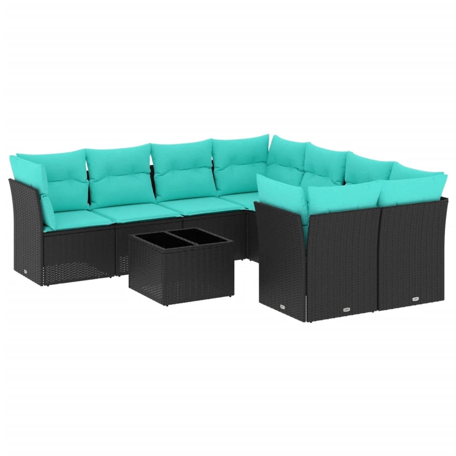 vidaXL 9-Tlg Garten-Sofagarnitur mit Kissen Schwarz Poly Rattan 3217317 günstig online kaufen