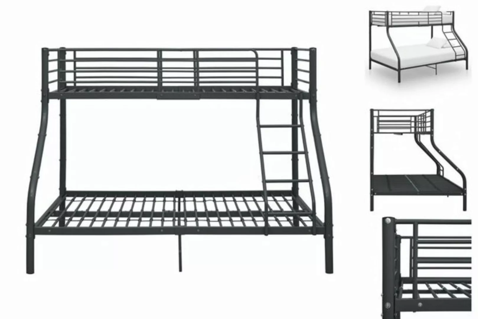 vidaXL Etagenbett Etagenbettgestell Schwarz Metall 140x200 cm 90x200 cm Ein günstig online kaufen