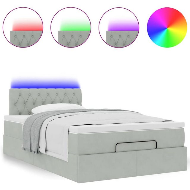 vidaXL Bett Ottoman-Bett mit Matratze & LEDs Hellgrau 120x190 cm Samt günstig online kaufen