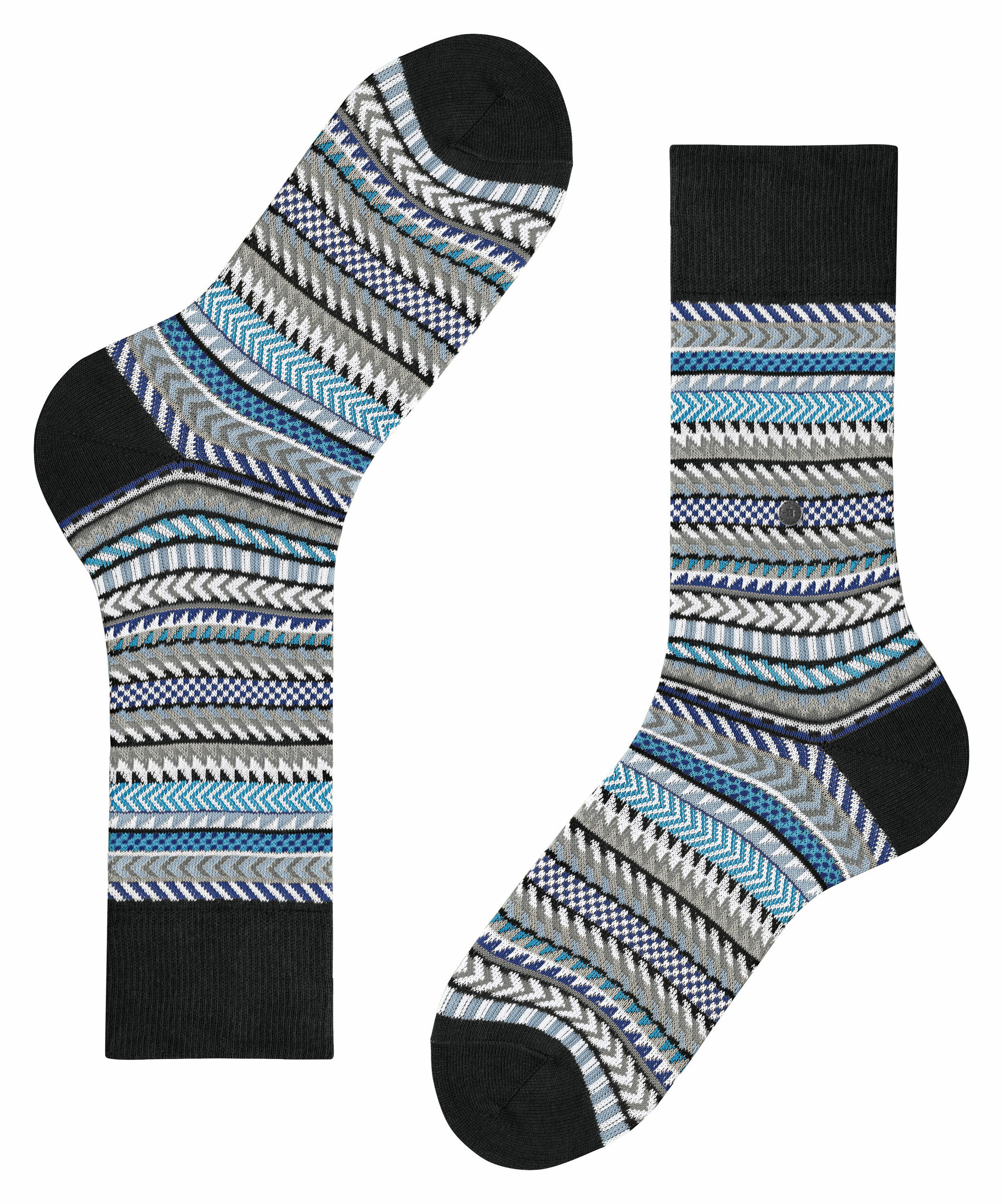 Burlington Digital Fair Isle Herren Socken, 40-46, Schwarz, Streifen, Baumw günstig online kaufen