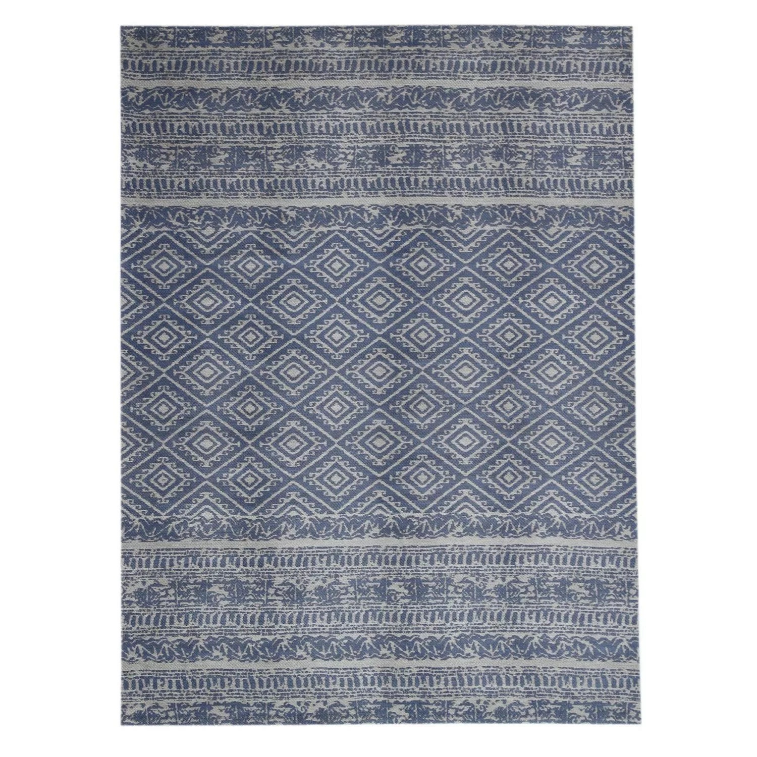 MeGusta Flachflor Teppich Blau Vintage  120 x 170 cm günstig online kaufen