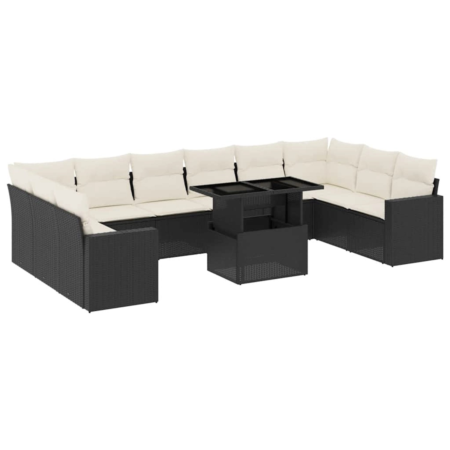 vidaXL 11-Tlg Garten-Sofagarnitur mit Kissen Schwarz Poly Rattan 3267516 günstig online kaufen