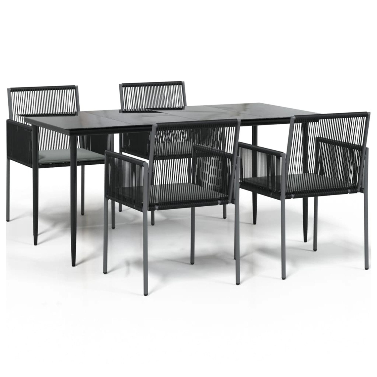 vidaXL 5-Tlg Garten-Essgruppe mit Kissen Schwarz Poly Rattan & Stahl 318706 günstig online kaufen