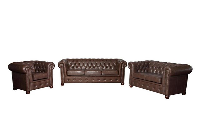 Xlmoebel Sofa Sofa aus Leder Garnitur Couch Set 3+2 Sitzer Design Chesterfi günstig online kaufen