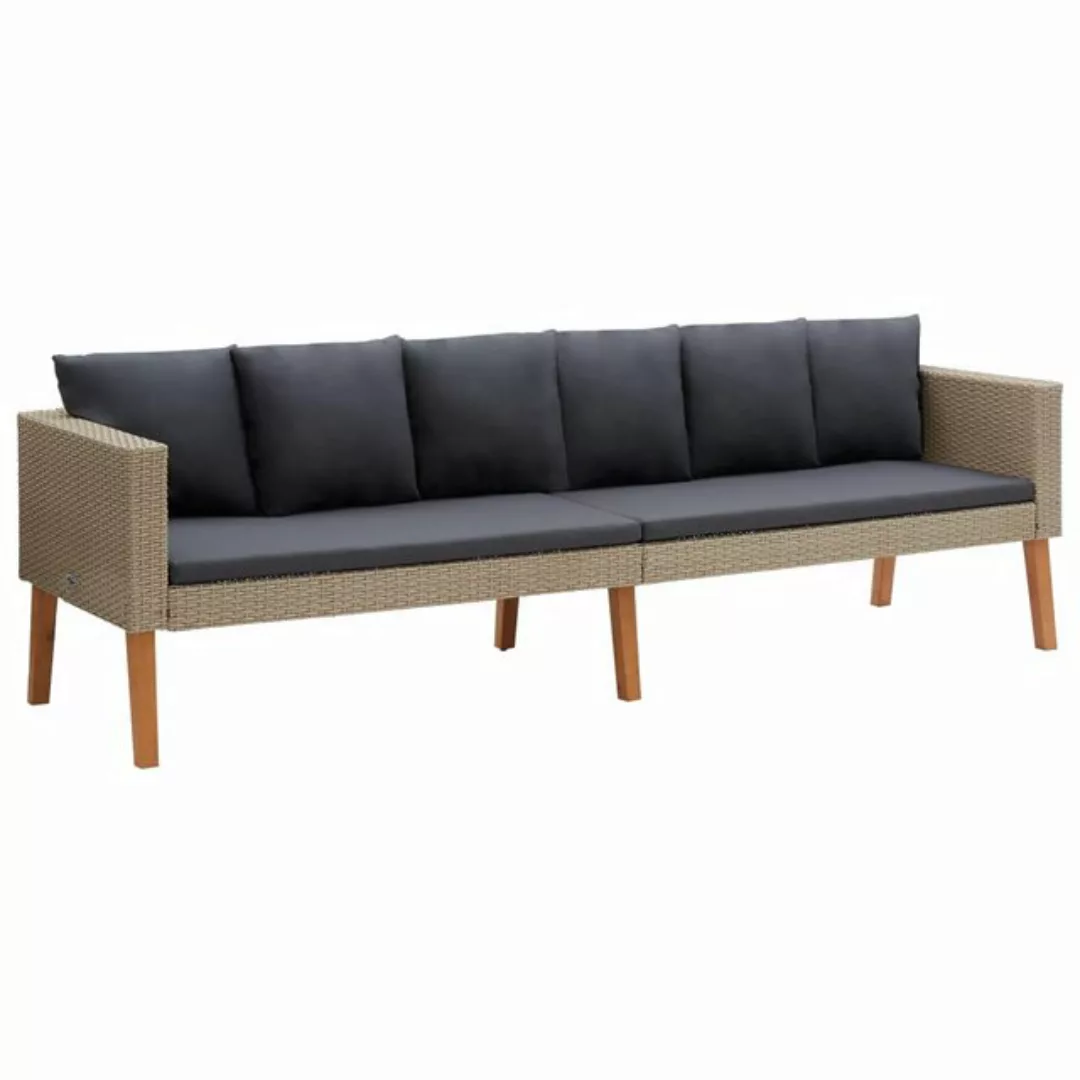 3-sitzer-gartensofa Mit Auflagen Poly Rattan Beige günstig online kaufen