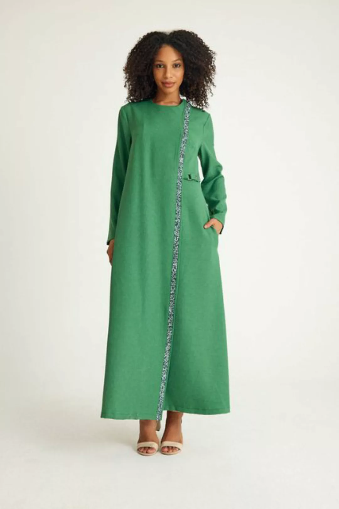 fashionshowcase Tunikakleid Abaya Kleid mit Schmuckdetails – Modest Fashion günstig online kaufen