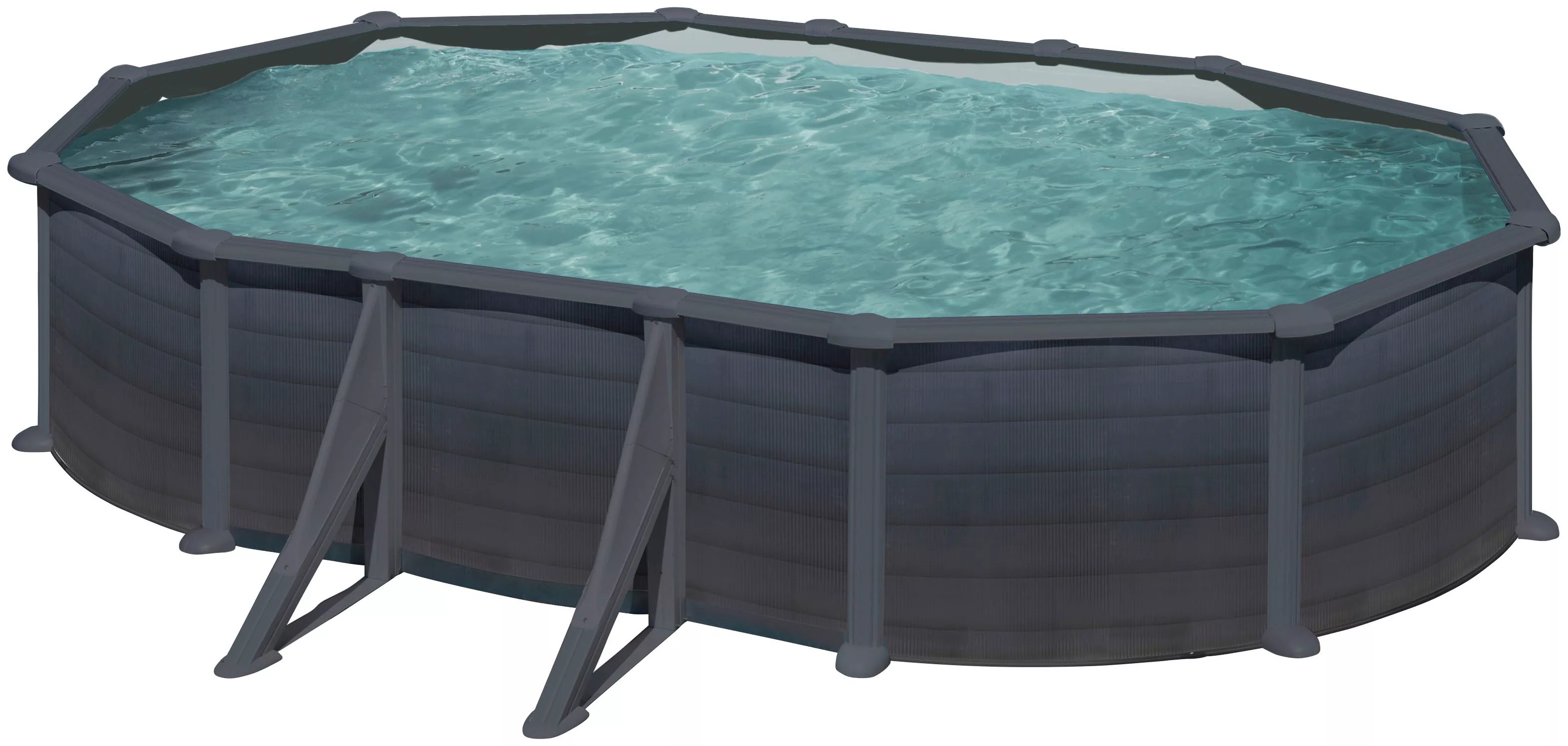 Gre Stahlwand-Pool Granada 610 cm x 375 cm x 132 cm Oval Graphit günstig online kaufen