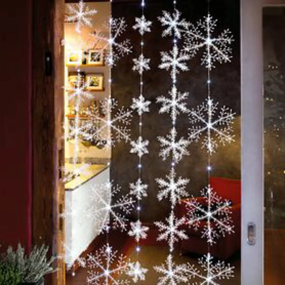 Hellum LED-Schneeflocken-Vorhang H:1,5m 75 LED ww 577808 günstig online kaufen