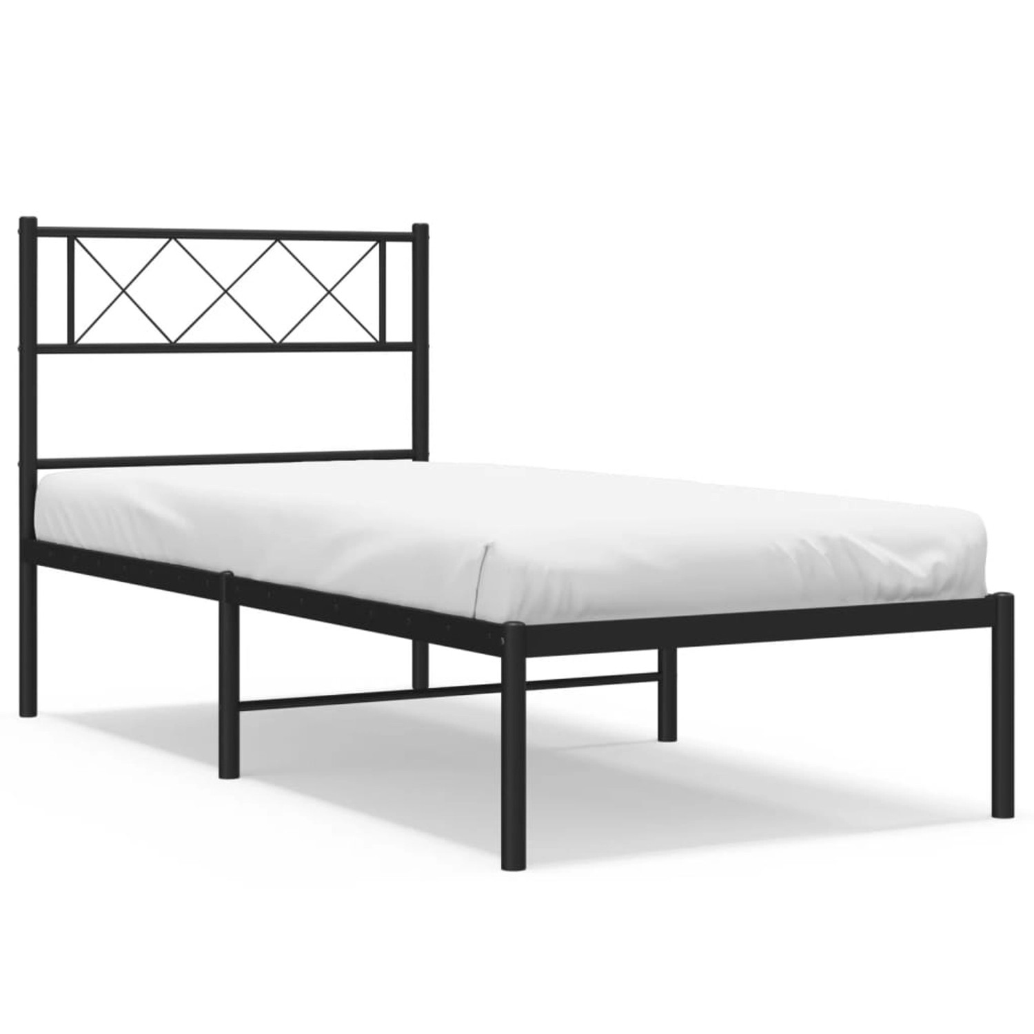 vidaXL Bettgestell Bettrahmen mit Kopfteil Metall Schwarz 90x200 cm Bett Be günstig online kaufen