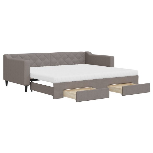 vidaXL Bett Tagesbett Ausziehbar mit Schubladen Taupe 90x200 cm Stoff günstig online kaufen