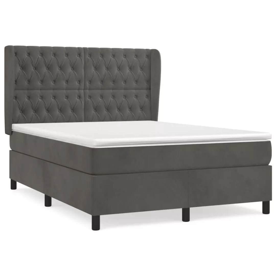 Vidaxl Boxspringbett Mit Matratze Dunkelgrau 140x200 Cm Samt günstig online kaufen