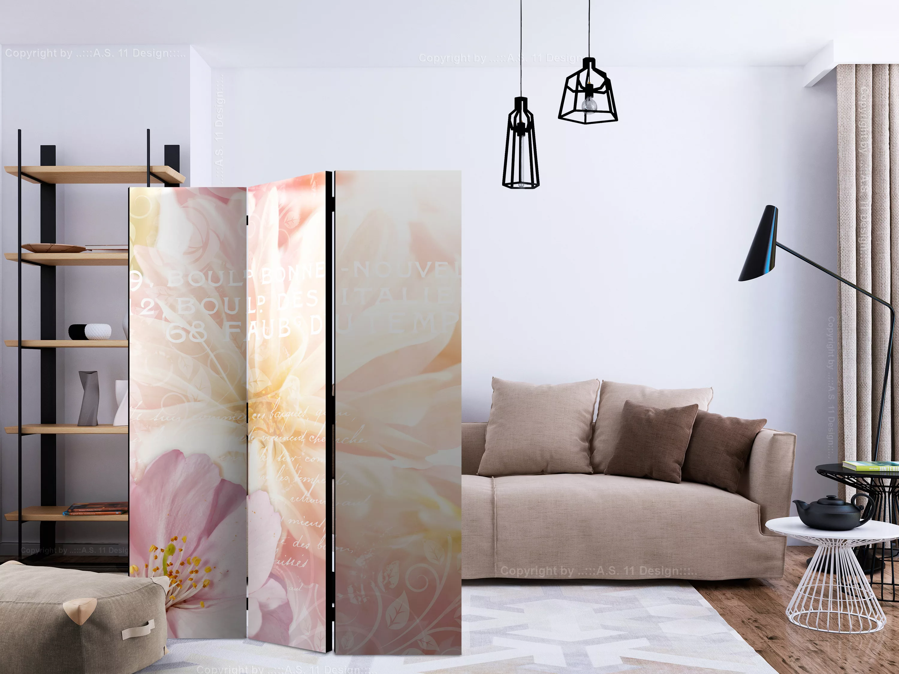 3-teiliges Paravent - Romantic Message [room Dividers] günstig online kaufen