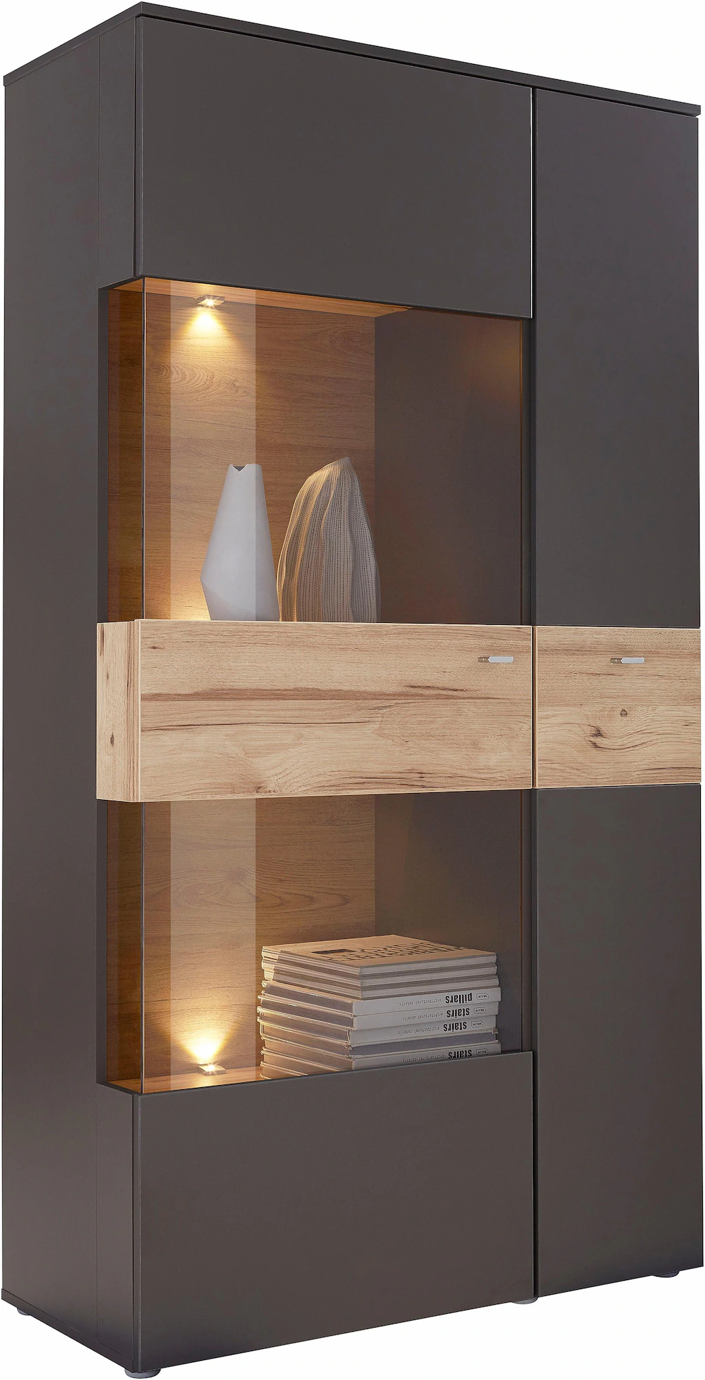 FORTE Vitrine "Como", Highboard, LED Beleuchtung Einlegeböden, Glastüre, So günstig online kaufen