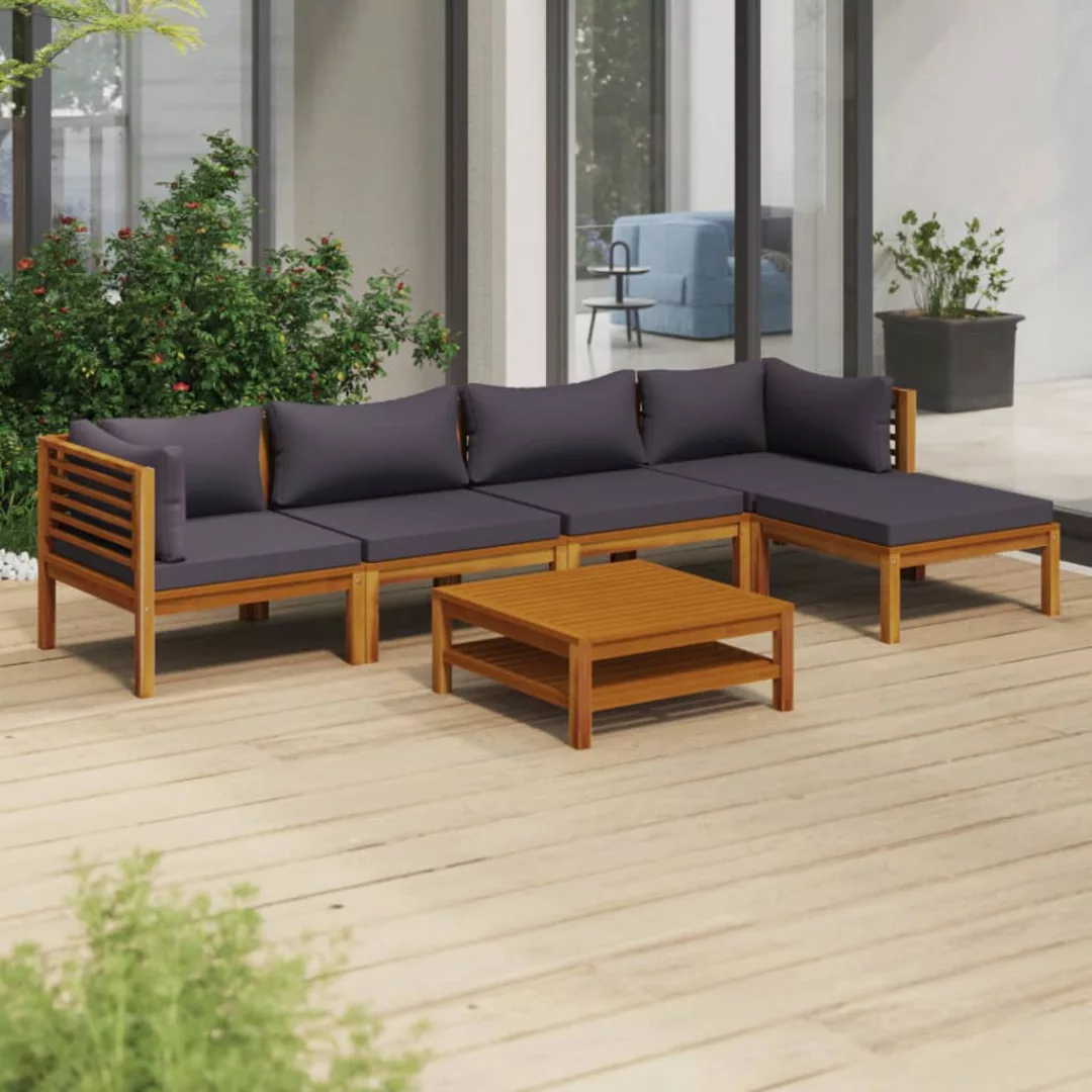 6-tlg. Garten-lounge-set Mit Auflage Massivholz Akazie günstig online kaufen