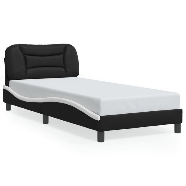 vidaXL Bett Bettgestell mit Kopfteil Schwarz und Weiß 90x190 cm Kunstleder günstig online kaufen