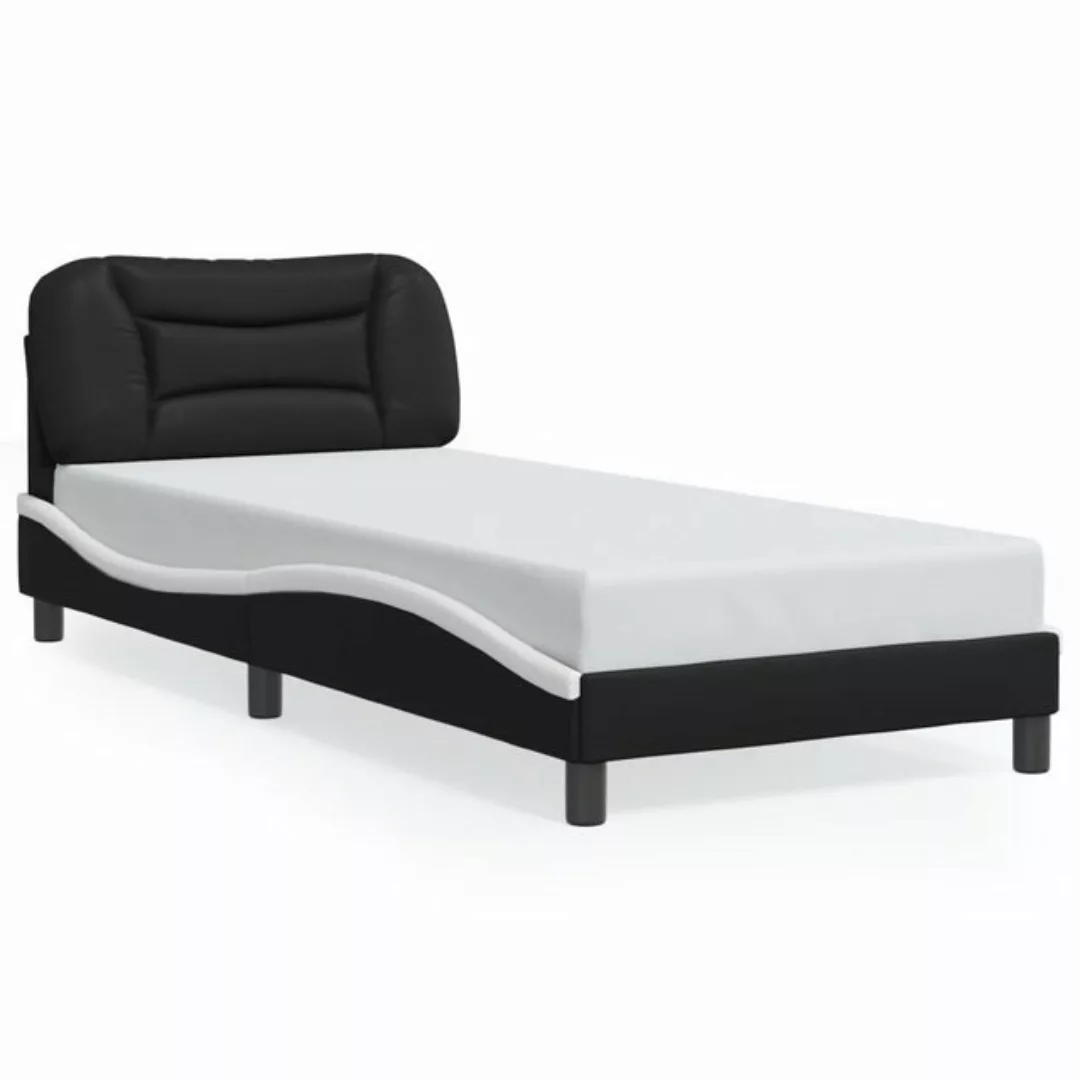 vidaXL Bett Bettgestell mit LED Schwarz und Weiß 90x190 cm Kunstleder günstig online kaufen