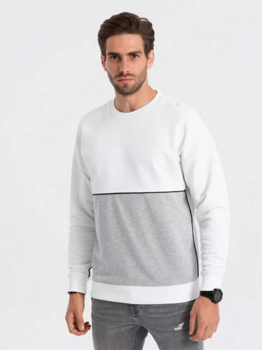 OMBRE Print-Shirt Herren Sweatshirt OVERSIZE mit kontrastierender Farbkombi günstig online kaufen