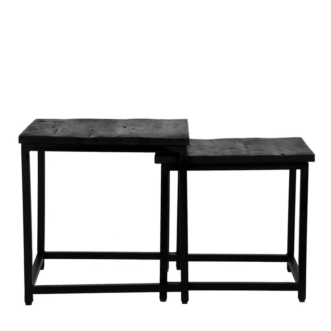 Zweisatz Tisch aus Mangobaum Massivholz Metall (zweiteilig) günstig online kaufen