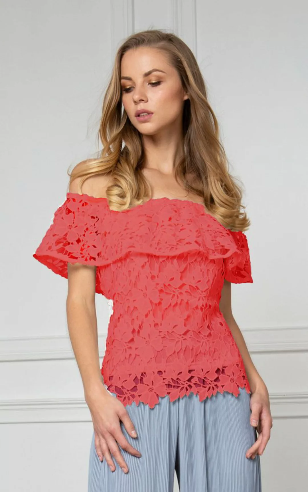 Passioni T-Shirt Sommeroberteil mit floralem Spitzenüberzug günstig online kaufen