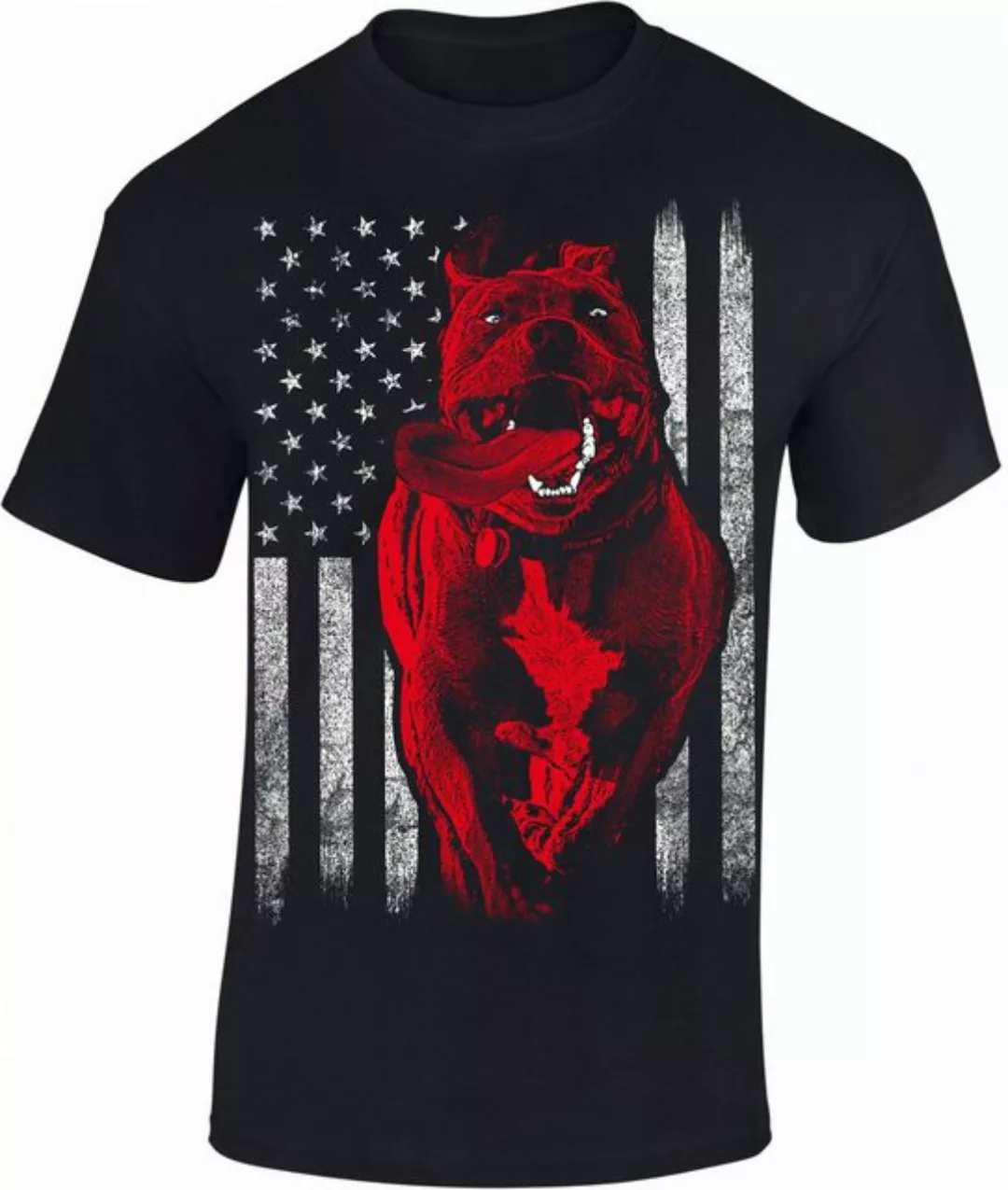 Baddery Print-Shirt T-Shirt: American Pitbull - USA Hunde Shirt, hochwertig günstig online kaufen