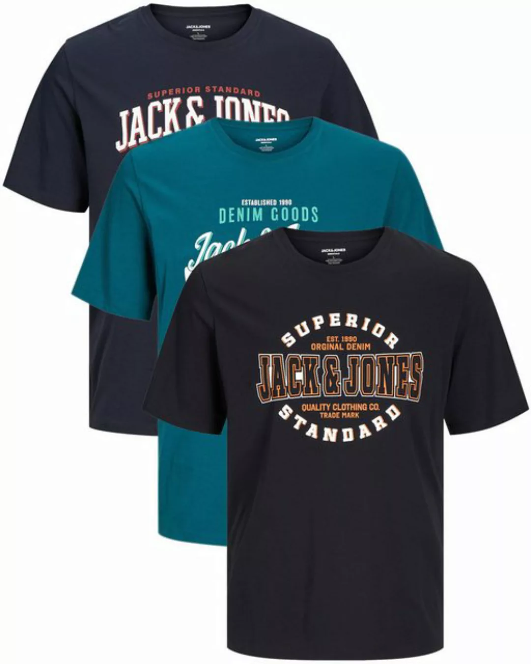 Jack & Jones Plus Print-Shirt (Spar-Set, 3er-Pack) Big Size Shirt Übergröße günstig online kaufen