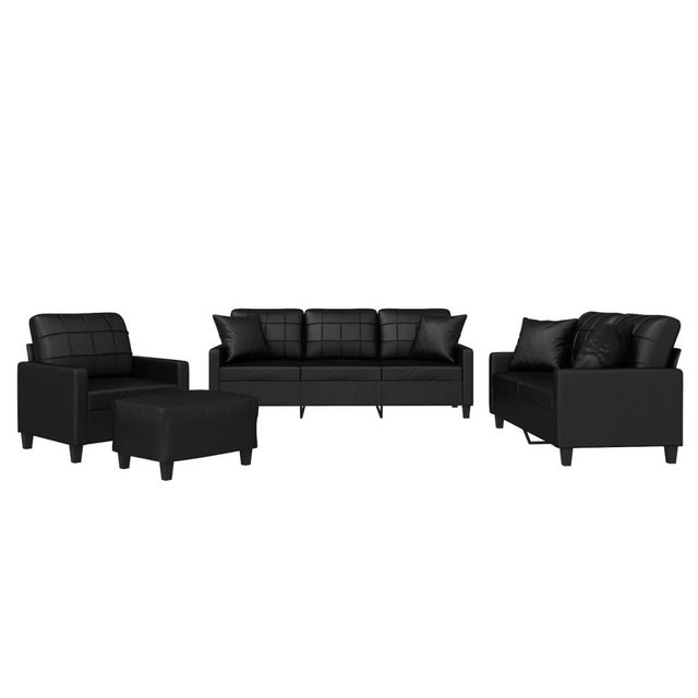 vidaXL Sofa Sofagarnitur mit Kissen Kunstleder, mit Zierkissen + Fußhocker, günstig online kaufen