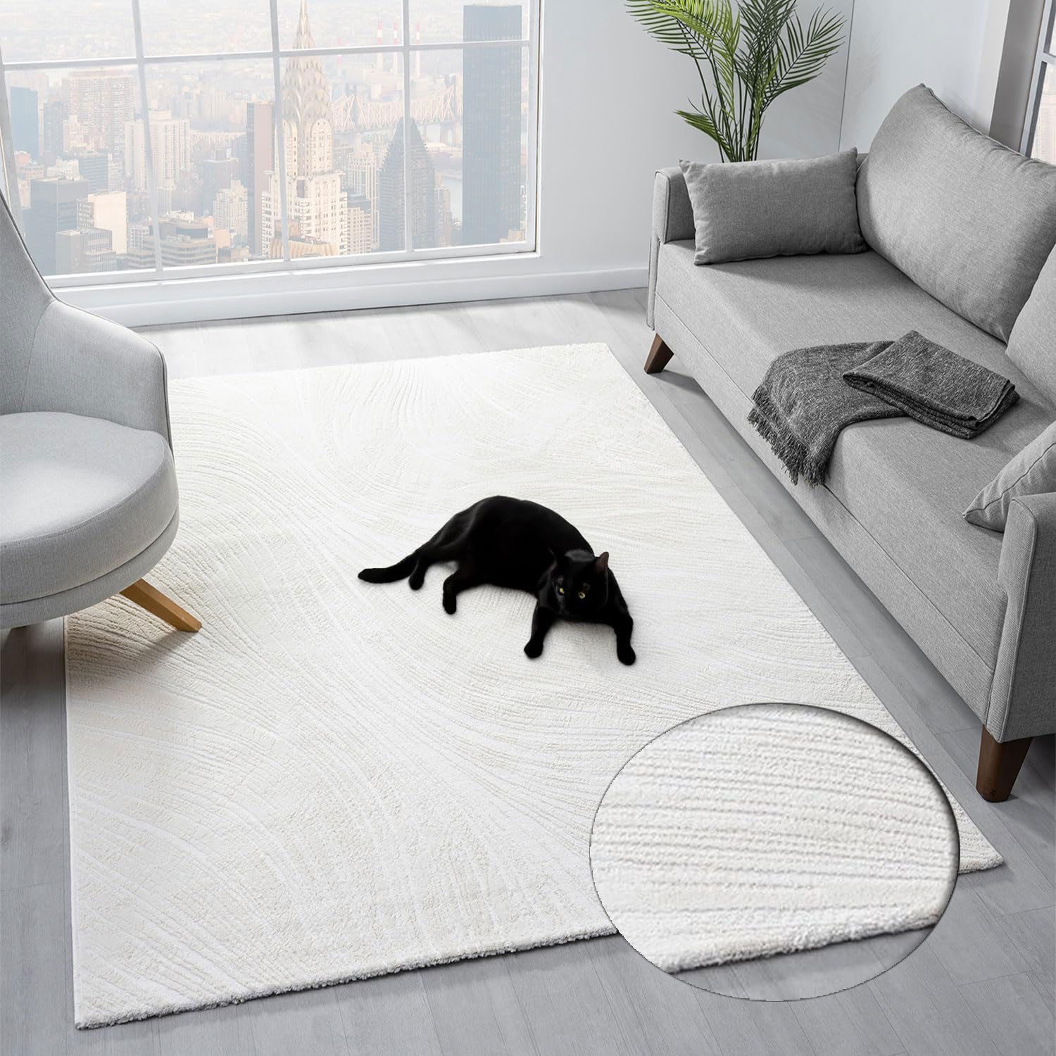 Vimoda Teppich Boho Design Unifarbe Hoch-Tief-Effekt, günstig online kaufen