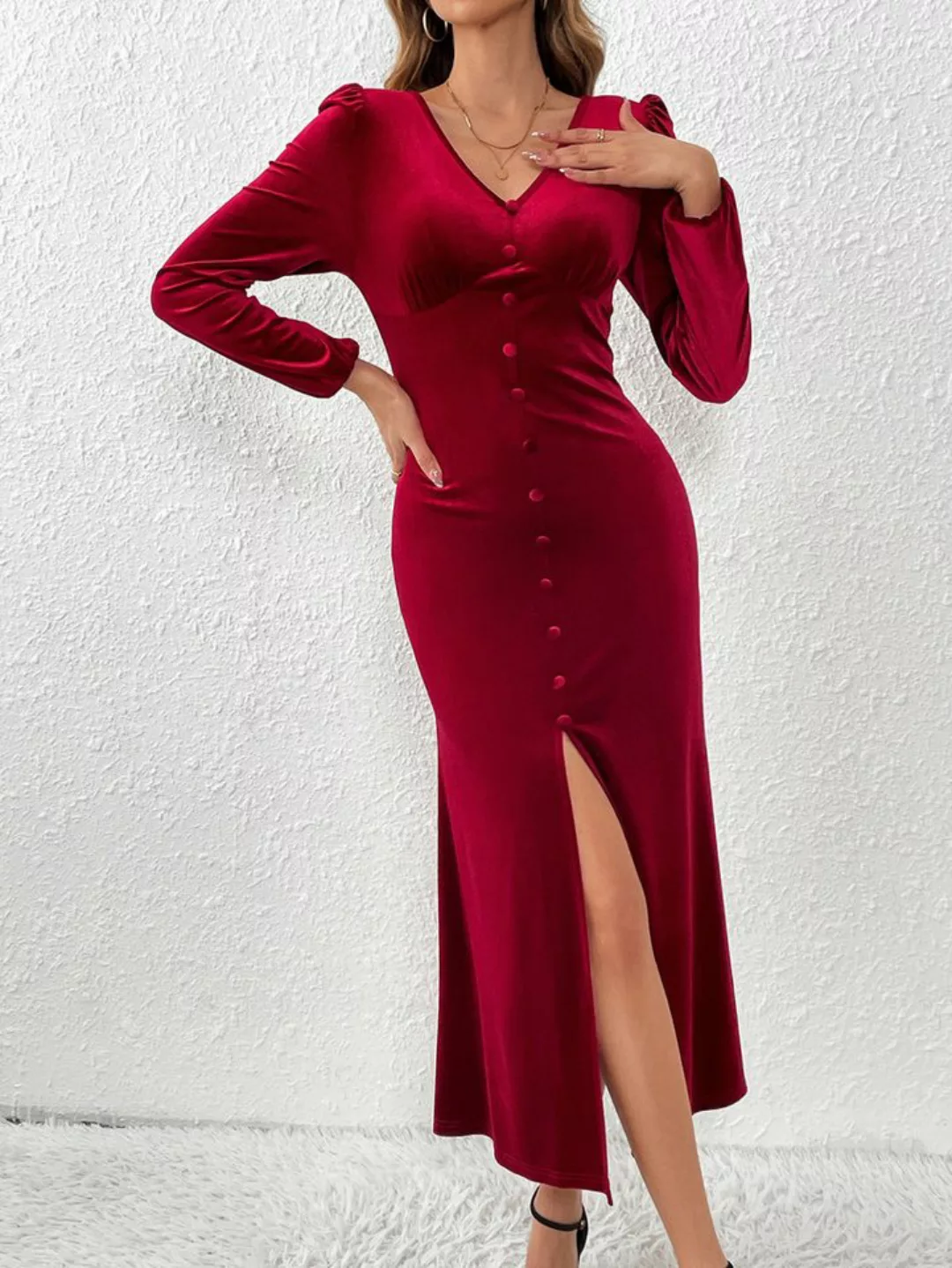 RUZU UG Abendkleid Eleganter Hüftwickelrock aus Samt mit schlankem Saum und günstig online kaufen
