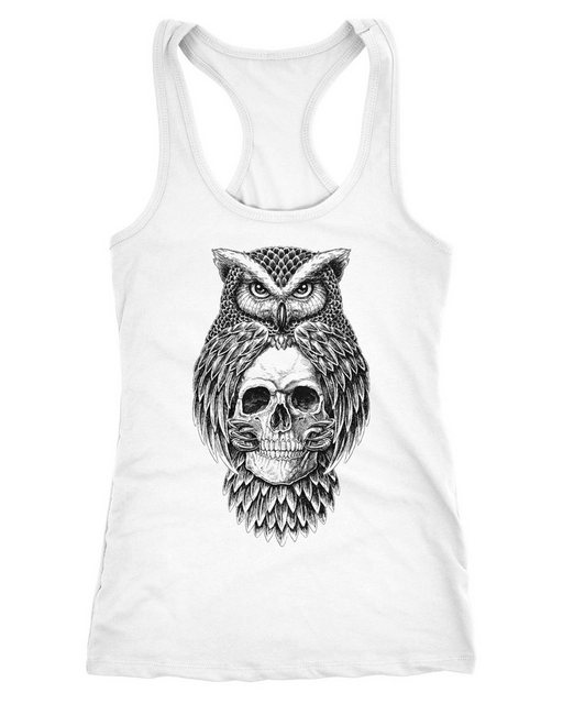 Neverless Tanktop Damen Tank-Top Eule Totenkopf Owl Skull Schädel Racerback günstig online kaufen